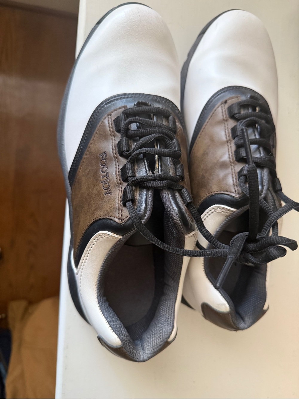 FootJoy White and Brown Men's Athletic Golf Shoes